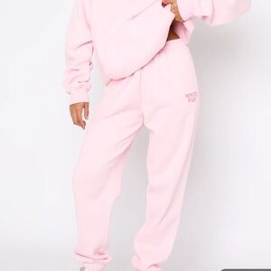 White Fox Boutique With Love Always Sweatpants Baby Pink